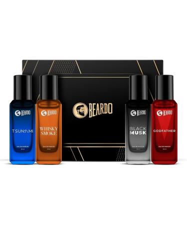 Perfumes Gift set For Men Whisky Smoke Godfather Tsunami and Black Musk | Long Lasting Perfume Musk & Woody Fresh Fragrance (Pack of 4 x 20ml) | 0.67 Fl Oz