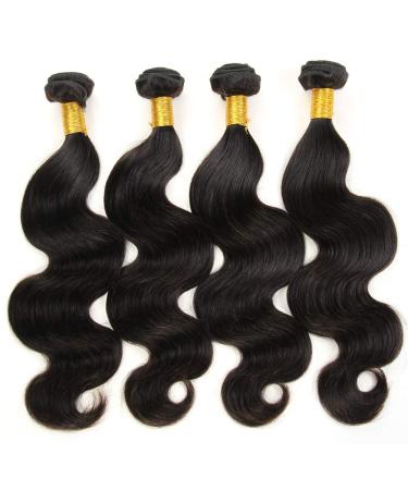 Brazilian Virgin Hair Body Wave 4 Bundles 100% Unprocessed Human Hair Bundles Weave Hair Extensions Double Strong Weft (14 16 18 20  Body Wave) 14/16/18/20 Inch Body Wave
