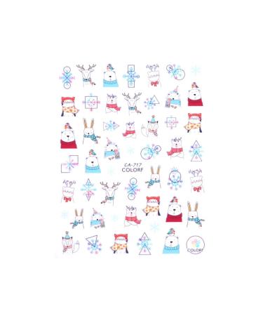 Nail Art Decoration Xmas Cartoon Full Wrap Winter Decal Elk Snowman Design Nail Sticker Christmas Santa Claus(CA-717)