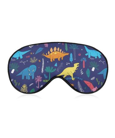 Funny Dinosaur with Palm Leaves Sleep Mask Eye Cover for Sleeping Blindfold with Adjustable Strap Blocks Light Night Travel Nap for Men Women