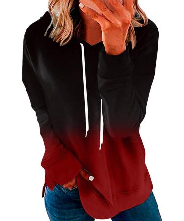 Wirziis Women's Ombre Hoodie Sweatshirt - Casual Long Sleeve Pullover with Drawstring Hood and Pocket - Soft & Comfy - Red - Medium - Buy Online on GoSupps.com
