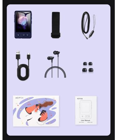 AGPTEK MP3 Player with Bluetooth 5.3, A30X 2.4" Full Touch Screen 32GB Music Player - Blue  - Buy Online on GoSupps.com
