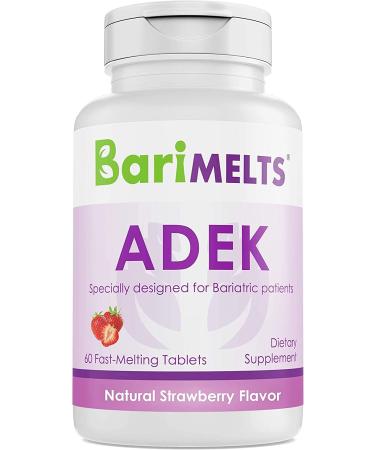 BariMelts ADEK  Dissolvable Bariatric Vitamins  Natural Strawberry Flavor  60 Fast Melting Tablets