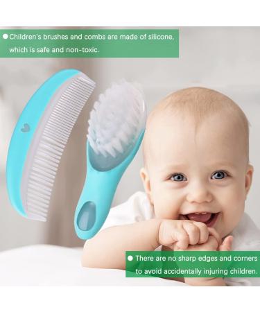 LUNIQI Baby Brush and Comb Set - Soft Bristles for Newborn Cradle Cap Care (Blue) - Buy Online on GoSupps.com