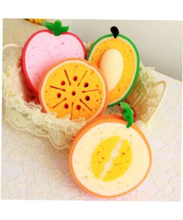 AMOYER 3 Pcs Cartoon Bath Sponge Set | Fruit Shape Cleaning Sponges for Kids & Adults | Fun Bathroom Accessories - Buy Online on GoSupps.com
