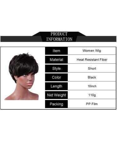 CAIHUASHOPING 10-Inch Women's Black High-Temperature Fiber Short Hair Toupee - Natural Synthetic Wigs for Daily and Party Wear - Buy Online on GoSupps.com