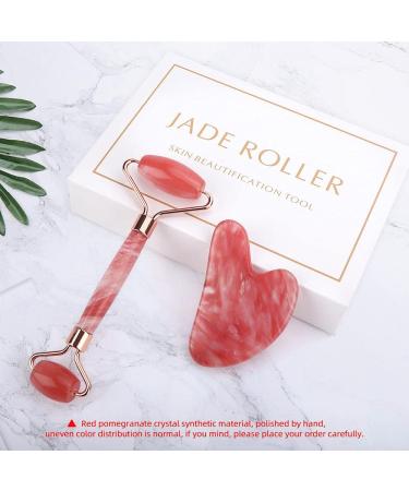 Gua Sha Facial Tool Twarz jadeit do masa u Roller Gua sha zestaw z kamienia naturalnego kryszta szczuplejsze podnoszenia zmarszczek podw jny podbr dek Remover piel gnacja urody odchudzanie narz dzia-Pink heart set - Buy Online on GoSupps.com
