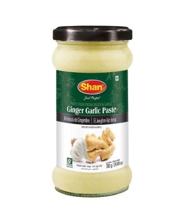 Shan Ginger Garlic Paste 24.69 oz (700g) - Traditional Taste Enhancing Cooking Paste from Fresh Ground Ginger and Garlic - Suitable for Vegetarians - Airtight Glass Jar Ginger Garlic Paste (700g) 1.54 Pound (Pack of 1) - Buy Online on GoSupps.com