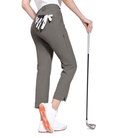 BALEAF Women's Golf Pants Stretch Lightweight Quick Dry Water Resistant Work Pants with Zipper Pocket Steel Grey Medium