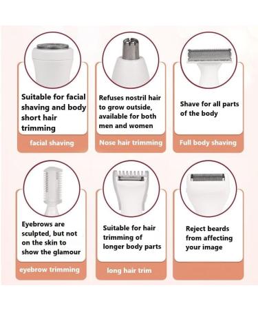 6-in-1 Rechargeable Electric Hair Remover for Women - Shaver, Nose Trimmer, Leg, Armpit, Bikini, Epilator - Buy Online on GoSupps.com