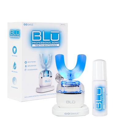 Go Smile Blu Hands-Free Teeth Whitening Toothbrush with Gum Massage and Sonic Blue Technology  White
