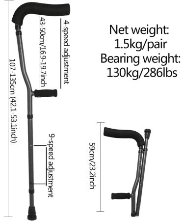Adjustable Folding Crutch for Adult Ergonomic Fashion Design and Comfortable Handle Portable Crutch for and Storage for Height 145-180cm (Size : 1 Count) Anniversary Lucky Star 1 Pair - Buy Online on GoSupps.com