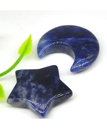 A Pair Gemstone Carved Moon and Star Shaped Couple Necklace Pendants Natural Stone Crystals Polished Figurine Craft Gift JZIGTDEM (Color : Blue Urine Size : 1pair 1.18in) - Buy Online on GoSupps.com