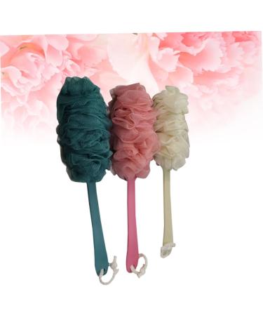 Buy Wooden Long Handle Bath Flower Sponge Set | Exfoliating Shower Balls & Towels - 3pcs for Ultimate Bath Experience - Buy Online on GoSupps.com