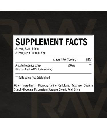RAW Turkesterone Supplement | 10% Ajuga Turkestanica Extract | Testosterone Booster & Muscle Builder for Men | 60 Capsules Strength & Mood Enhancement - Buy Online on GoSupps.com