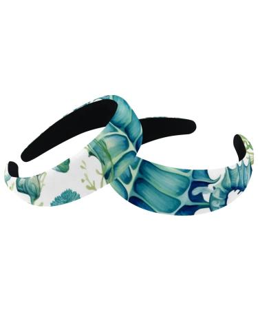 2 Pieces Headbands Women Hair Head Bands Seahorse-1022 Non Slip Thick Padded Hairband Hair Band Hoops Vintage Thick Hair Wrap Multi-colored 7