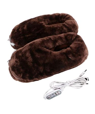 Amonida electrical foot warmers three courses adjustable 5 V electrically heated shoes two zippers for inside and outside (coffee)