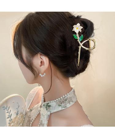 Haimeikang 3 Pcs Flower Metal Hair Clips for Women - Non Slip Tulip Hair Claw Clips Set - Fashion Hair Accessories for Thick Thin Curly Hair - Buy Online on GoSupps.com