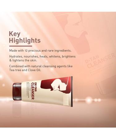 De-Tan Cleanser For Skin Lightening & Brightening | Dirt & Blackhead Removal |Tan Removal Face Cleanser Scrub & Pack | 100gm - Buy Online on GoSupps.com