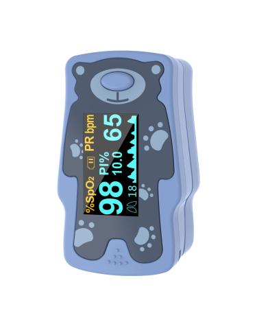 New Version Kids Pulse Oximeter Fingertrip, Blood Oxygen Saturation for Children, Portable Oxygen Meter with OLED Screen Included 2AAA Batteries