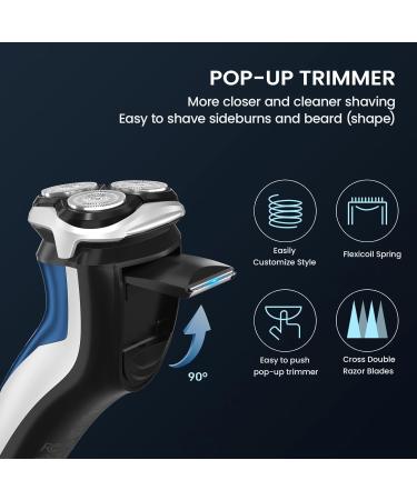SweetLF 2024 New Rechargeable Men's Electric Shaver with Beard Trimmer IPX7 Waterproof Wet&Dry Technology with 3D Rotating Heads and LCD Display-SWS7105(Blue) asfgg - Buy Online on GoSupps.com
