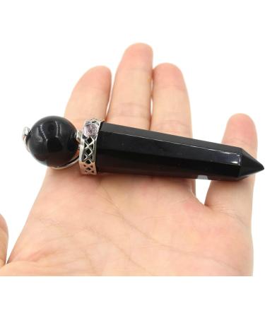 Obsidian Crystal Pendant Necklace & Wand Set for Yoga Reiki Meditation - Buy Online on GoSupps.com