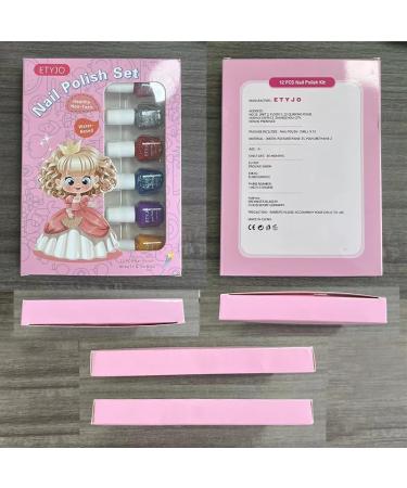 ETYJO Girls Nail Varnish Sets Kids - 12 Colors Glitter Peel-Off Nail Polish For Kids Non-Toxic Childrens Nail Varnish Quick Dry Nail Polish Sets For Girls Teens Gift Kit - Buy Online on GoSupps.com