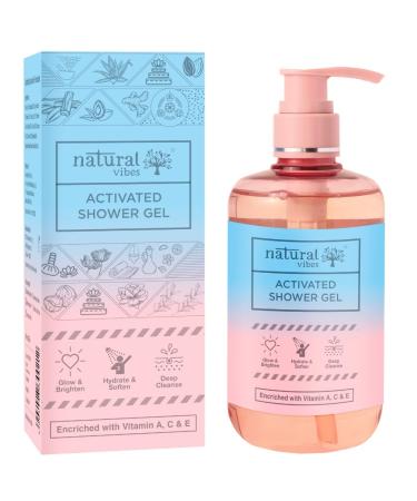 Natural Vibes Activated Shower Gel Body Wash - Hydrate Deep Cleanse & Soften | Men & Women | All Skin Types | 300 ml