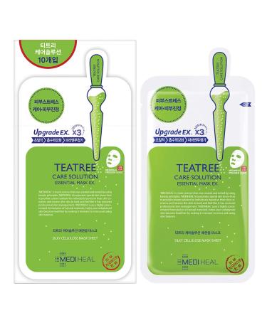 Mediheal TeaTree Care Solution Essential Mask - 10 Calming Leaf Masks for Sensitive Oily Skin | Korea's No. 1 Skin Care - Buy Online on GoSupps.com