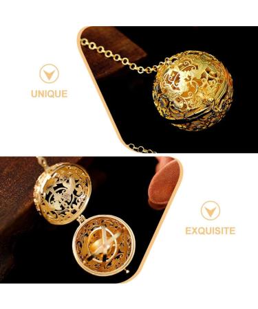 Vintage Cage Locket Pendant | Brass Hollow Round Aromatherapy Essential Oil Diffuser Charm for DIY Jewelry Making - Golden - Buy Online on GoSupps.com