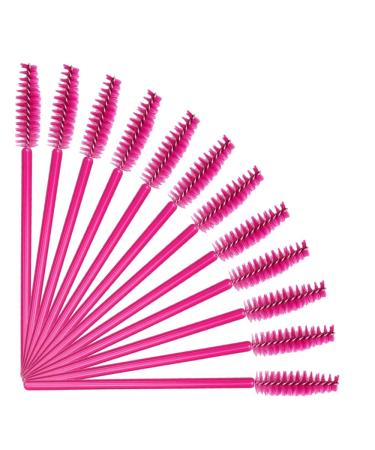 100 Pcs Disposable Mascara Wands Eyelash Brush Spoolies for Eyebrow Eye Lash Extension (Pink) (Rose)