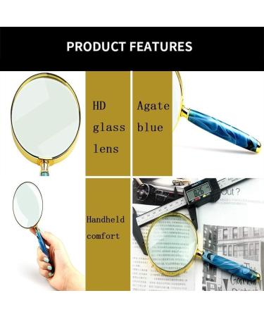 Magnifying Glasses for Hobbies Reading Magnifier Magnifying Glass Handheld HD 5 Times - Reading Newspaper Appreciation - Phnom Penh Blue Pattern Gift Magnifier Vision - Buy Online on GoSupps.com