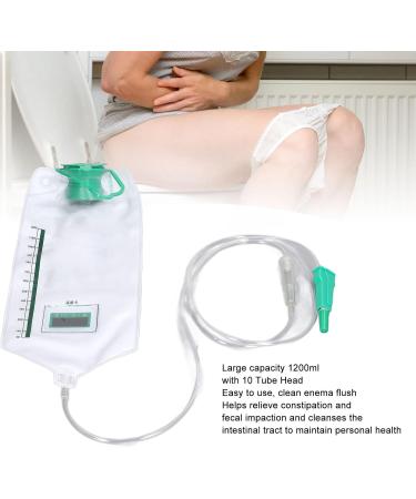 Enema Bag Kit 1200ml - Reusable Large Capacity for Effective Colon Cleansing | 10 Tube Heads Included - International Shipping Available - Buy Online on GoSupps.com