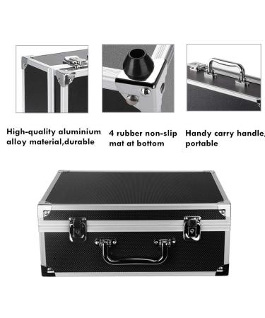 Yuelong Black Tattoo Case - Aluminum Makeup Carry Box with Sponge | Double Lock Key Storage Case for Tattoo & Makeup - 12.6x9.5x5.1 Inch - Buy Online on GoSupps.com