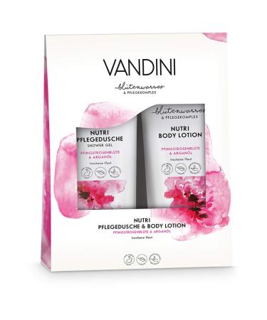 Vandini Nutri wellness gift set women - beauty set with body lotion & shower gel - care set for women with body lotion & care shower for dry skin - body care set (2x 200ml) 1 piece