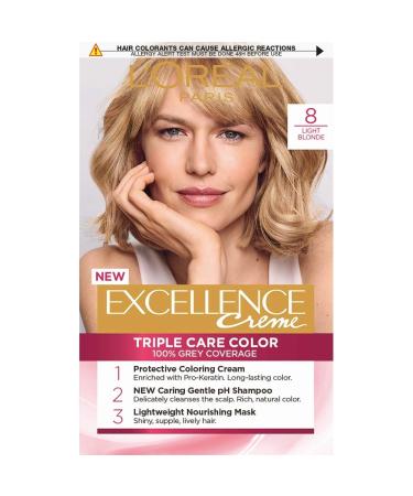 3 x L'Oreal Excellence Creme 8 Light Blonde Hair Color