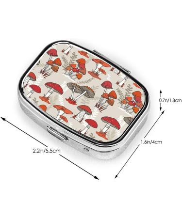 Red Mushrooms Print Square Pill Box | Mini Metal Medicine Storage | Perfect for Travel | One Size - Buy Online on GoSupps.com