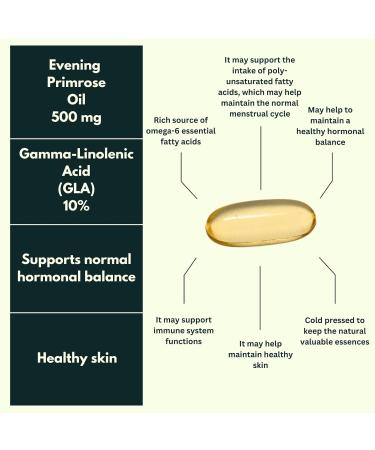 NutraKing Evening Primrose Oil Capsules - 500mg (32 Day Supply) - Pure Natural Cold Pressed Softgel with 10% GLA & Omega 6 - Buy Online on GoSupps.com