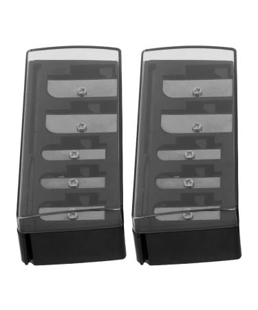 Taille-crayon de Maquillage Manuel 5 Trous Noir avec Couvercle Lot de 2 pour Crayons Sourcils L vres et Eye-liner Pr cision Professionnelle Compact Voyage