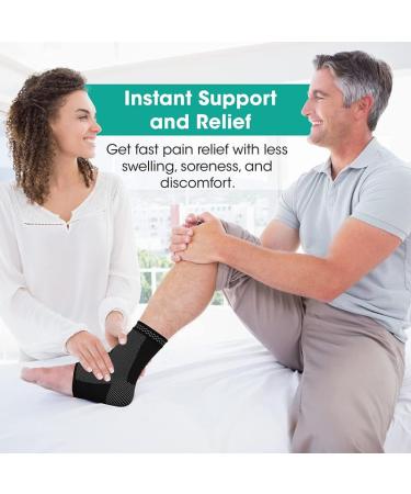 Modvel Foot & Ankle Brace Socks - Compression Sleeve for Sprains & Tendonitis - Support for Men & Women - Black Large - Buy Online on GoSupps.com