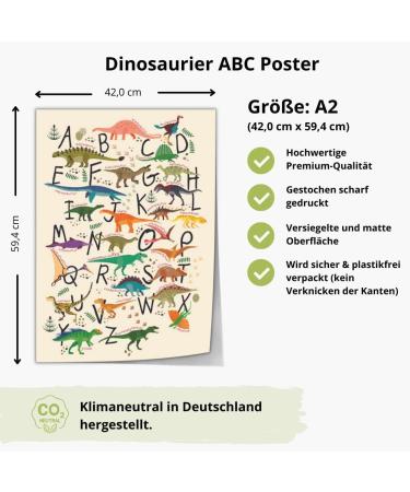 MeinBaby123 Dino Poster Double-Sided DIN A2 - Boys Dinosaur Decoration for Children's Room - Buy Online on GoSupps.com