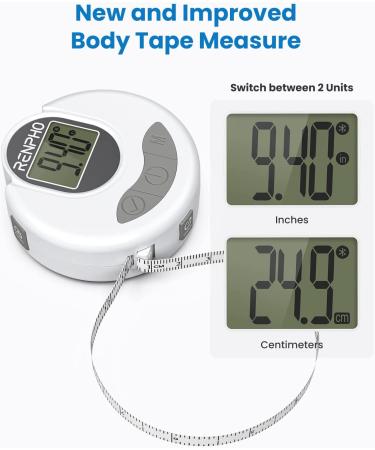 RENPHO Smart Bluetooth Digital Body Measuring Tape with Lock Hook - Weight Loss and Fitness Tracker - Inches and cm - Buy Online on GoSupps.com