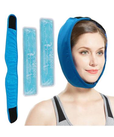 Face Ice Pack -Face Ice Pack for Wisdom Teeth Jaw Head and Chin Relief for Mouth or Oral Pain Facial Surgery TMJ Pain Relief Hot & Cold Therapy for Chin Headaches Post Surgery Treatment