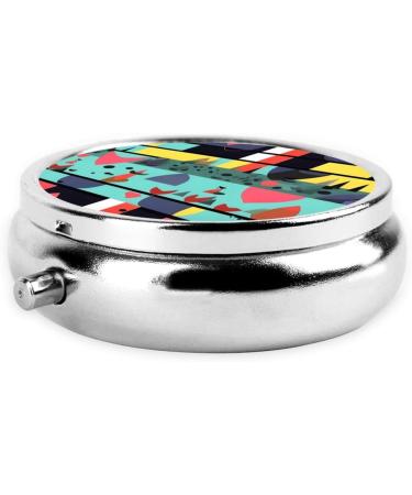 Geometric Patterns Round Pill Box - 3 Compartments Portable Organizer for Purse & Pocket | Travel Friendly - Buy Online on GoSupps.com