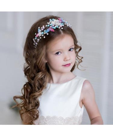IYOU Mermaid Wedding Hair Vines Silver Pearl Headband Beads Princess Bridal Headpiece Hair Accessories for Flower Girls - Buy Online on GoSupps.com