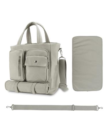 SONARIN Multifunctional Large Capacity Baby Nappy Changing Tote Bag Waterproof Lightweight Baby Changing Bag Satchel Messenger Bag Portable Travel Diaper Bag with Changing Mat Khaki