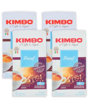 Kimbo compatible Macinato Per Moka Decaffeinated Espresso coffee - Medium Roasted - Decaf Ground Coffee Imported From Italy (4x250g Decaff)
