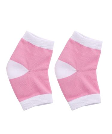Heel socks 2 pieces of washable gel spa heel socks moisturizing pedicure foot care open toe socks heel protection socks for dry cracked heels (pink)