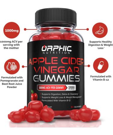 Apple Cider Vinegar Gummies 1000mg for Weight Loss, Energy & Gut Health | With B12 & Beetroot for Digestion, Detox & Cleansing - Buy Online on GoSupps.com