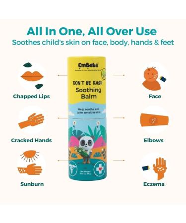 EmBeba Soothing Skin Balm Cream for Baby and Kids - Fast Acting Rash Relief, All Natural, Sensitive Skin Care - 1 Pack - Buy Online on GoSupps.com